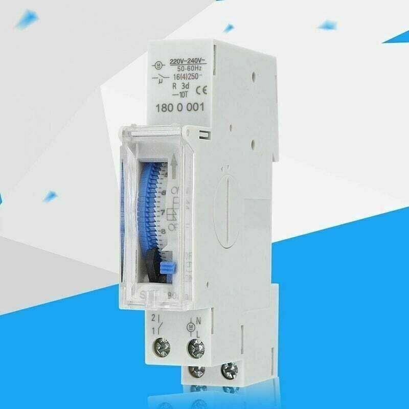 Programmable Timer, Mechanical Timer, 15 Minutes to 24 Hours Programmable Standard DIN Rail Mounted Timer Relay, SUL180A
