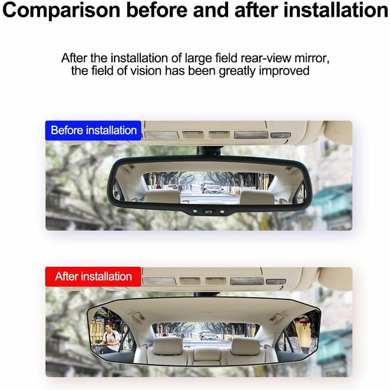 Universal Wide Angle Panoramic Interior Rearview Mirror for Car or Truck Cabin 23884mm