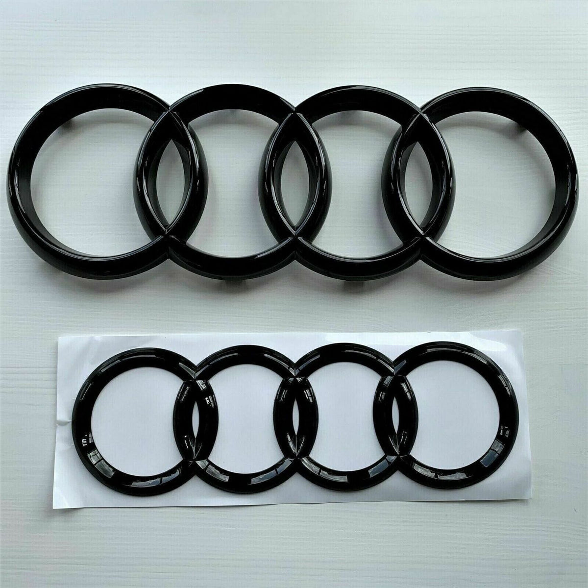 Audi Front &amp; Rear Black Emblem Rings Set for A1 A3 A4 A5 - 273mm &amp; 192mm