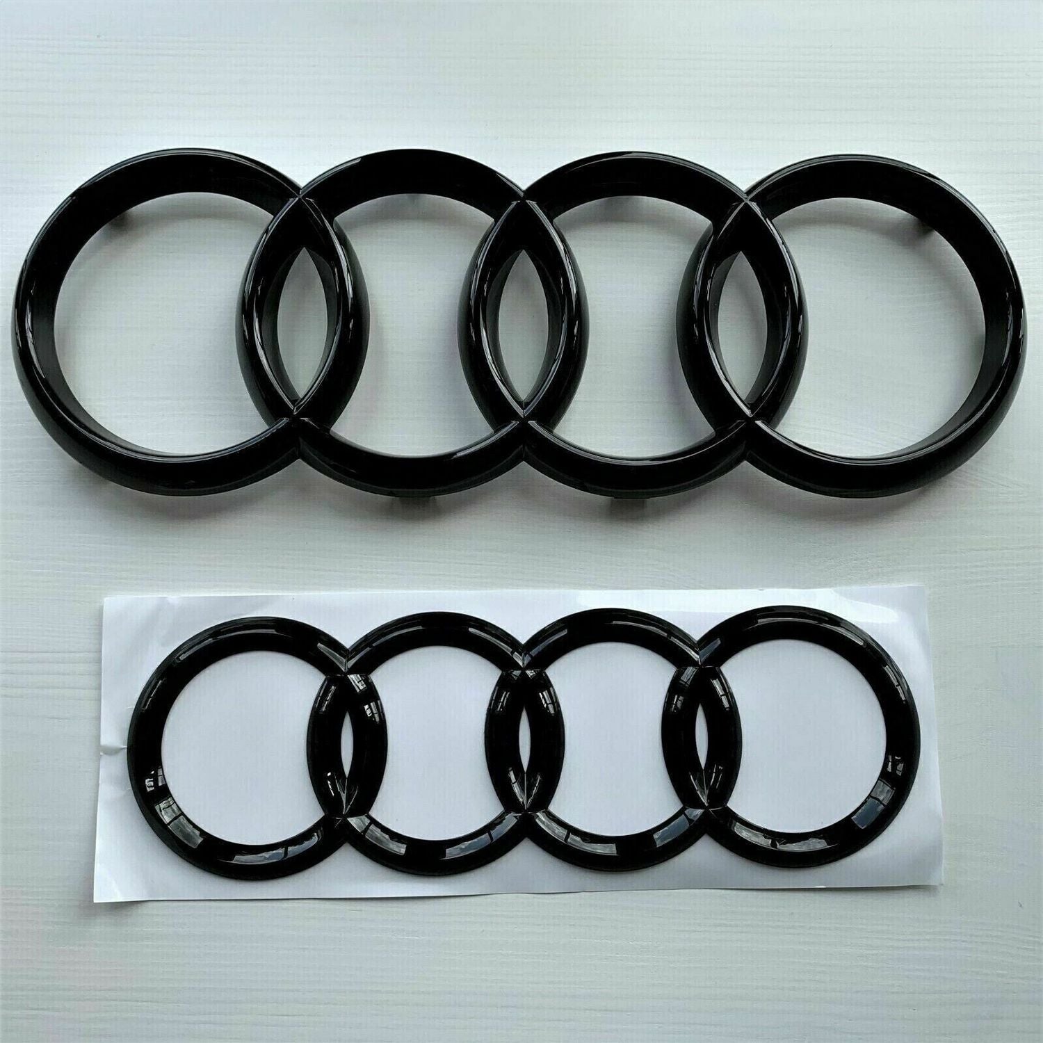 Audi Front & Rear Black Emblem Rings Set for A1 A3 A4 A5 - 273mm & 192mm