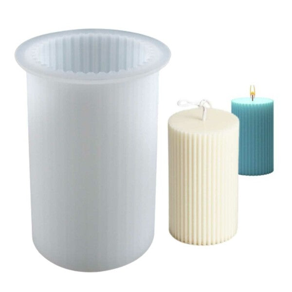White Silicone Ribbed Candle Mold DIY for Halloween Candles