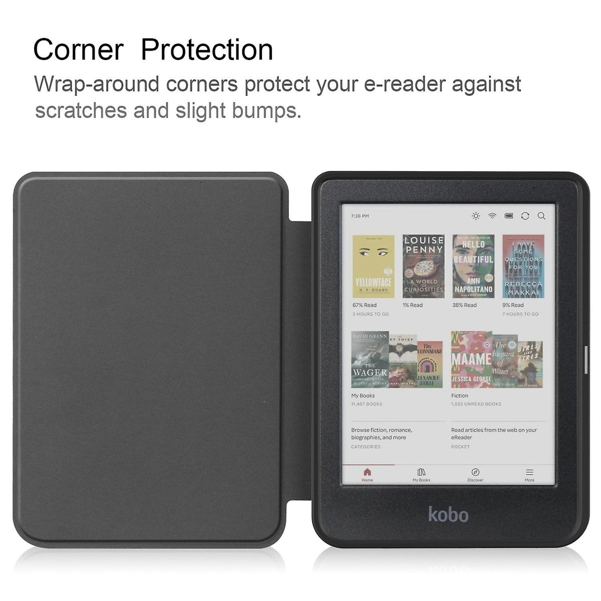 KOBO Clara Colour Compatible Leather Case Caster Black LGL