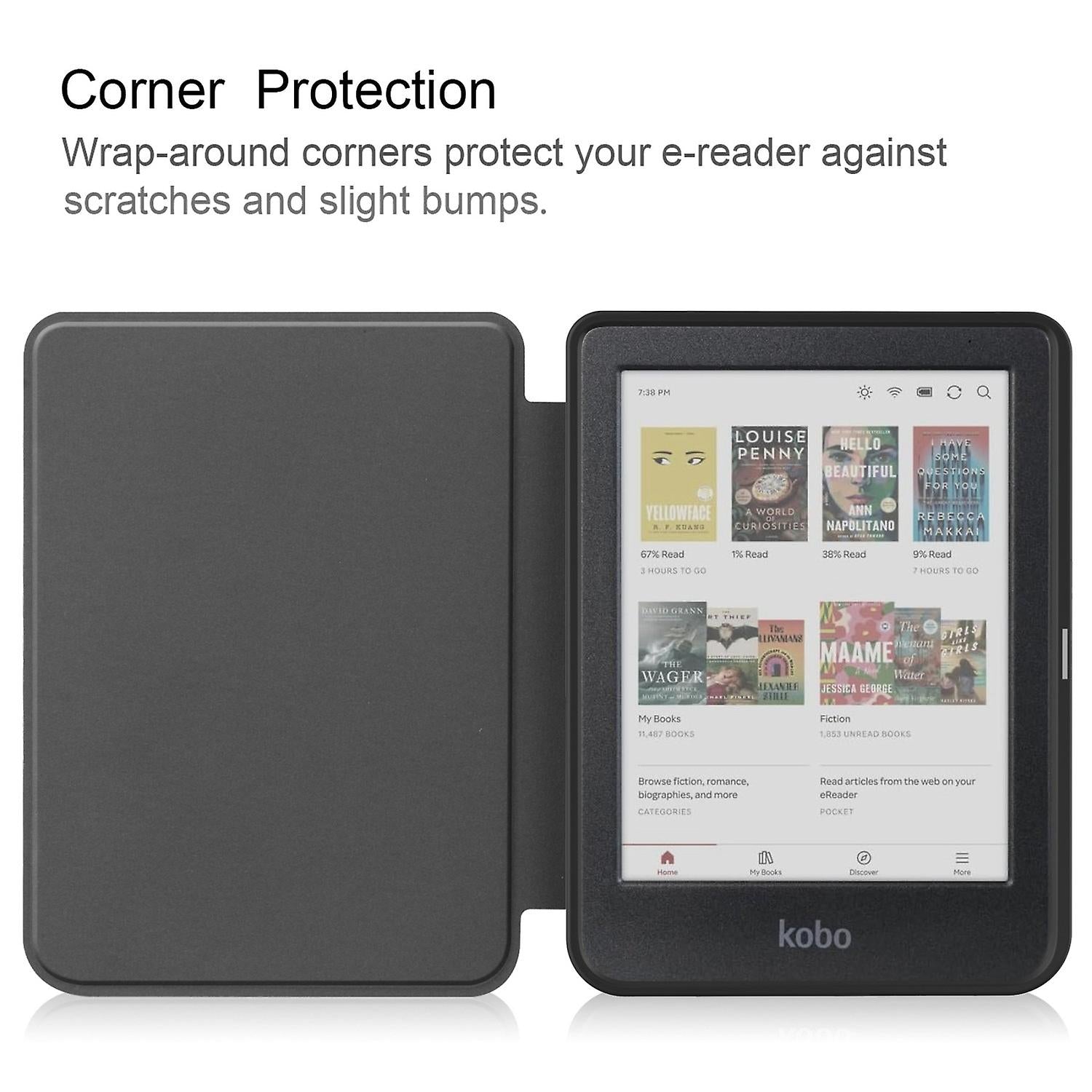 KOBO Clara Colour Compatible Leather Case Caster Black LGL