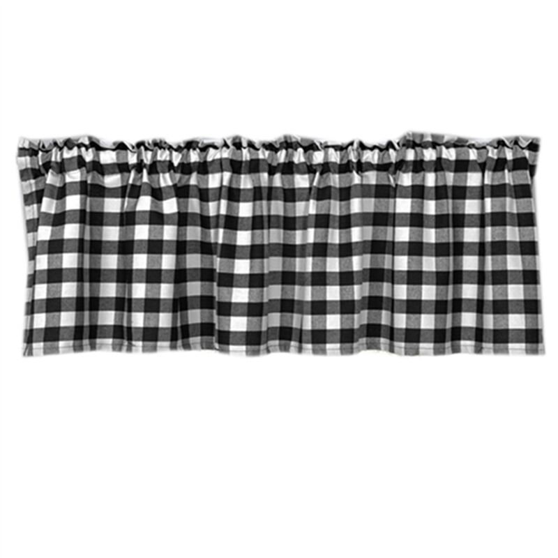Checkered Kitchen Curtain Farmhouse Style 3-Pack Window Decoration in Black and White