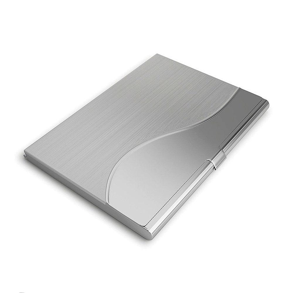 Stainless Steel Slim Card Case Wave Compatible with Cards Silver