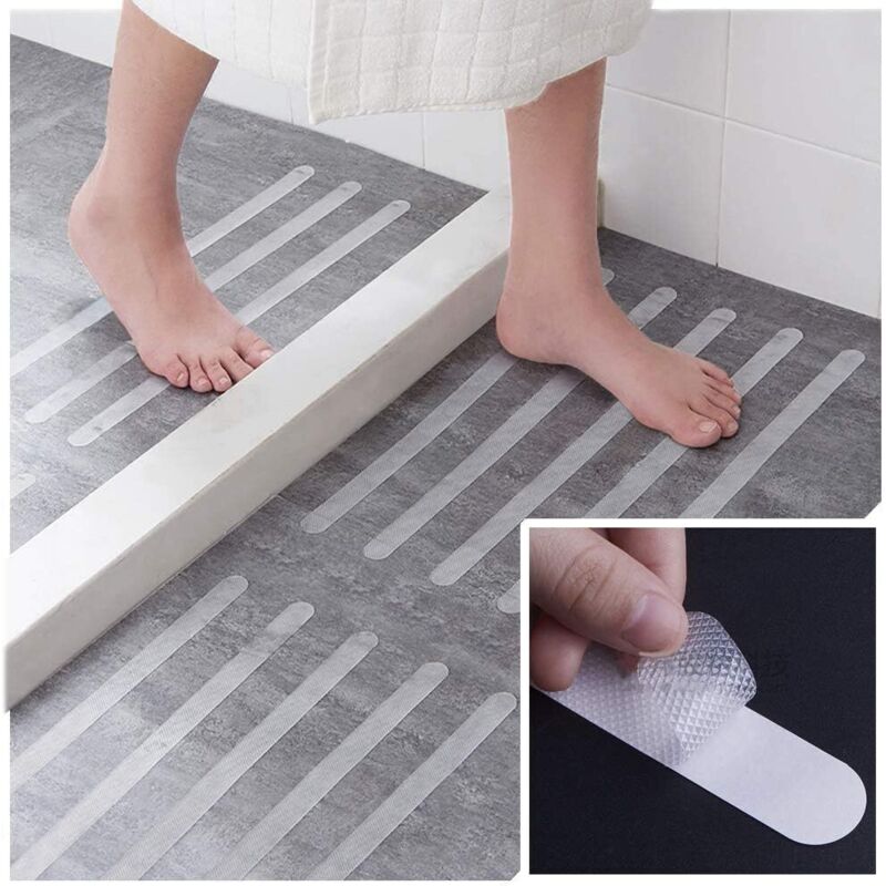 24 Anti-Slip Stickers Shower Stickers Bath Safety Strips Transparent Self-Adhesive Anti-Slip Strips Stickers for Bathtubs Showers (2 x 38cm)