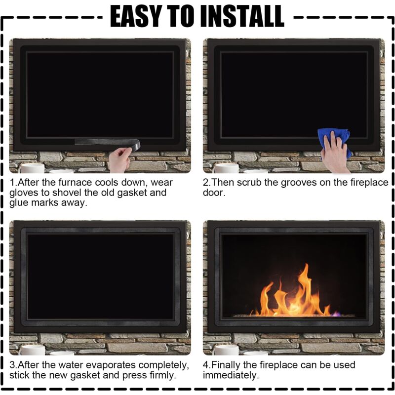 3mm x 1cm x 3m Heat Resistant Fiberglass Gasket - Self Adhesive Chimney Seal for Wood Stoves & Open Fireplaces, Up to 550°C