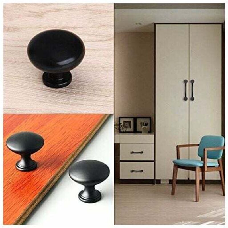 20PCS 29mm Vintage Black Door Knobs Drawer Handles Compatible with Furniture Cabinets Kitchen Doors