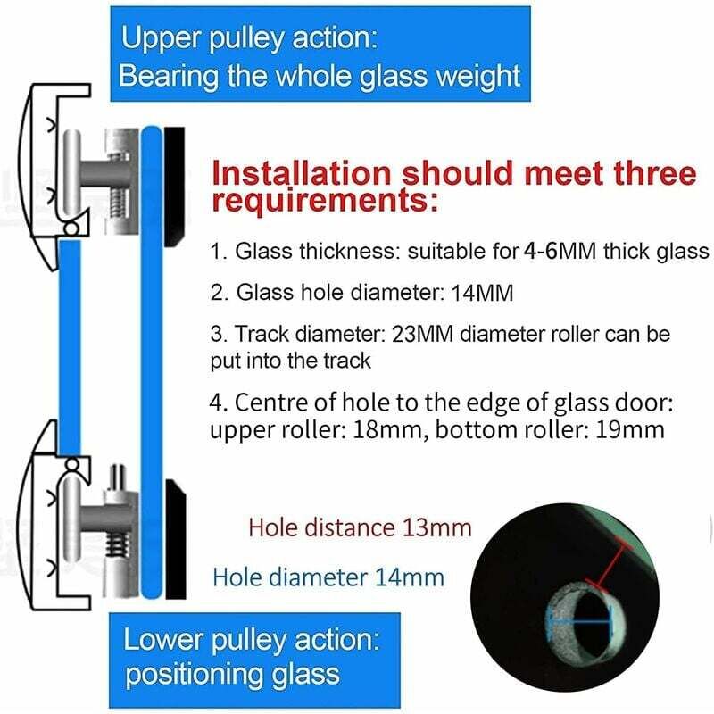 Shower Door Roller 4PCS Double Sliding Door Wheel Replacement Compatible with Shower Enclosure for 14mm Glass Hole