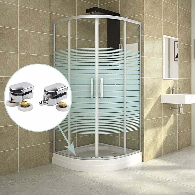 Shower Door Roller 4PCS Double Sliding Door Wheel Replacement Compatible with Shower Enclosure for 14mm Glass Hole