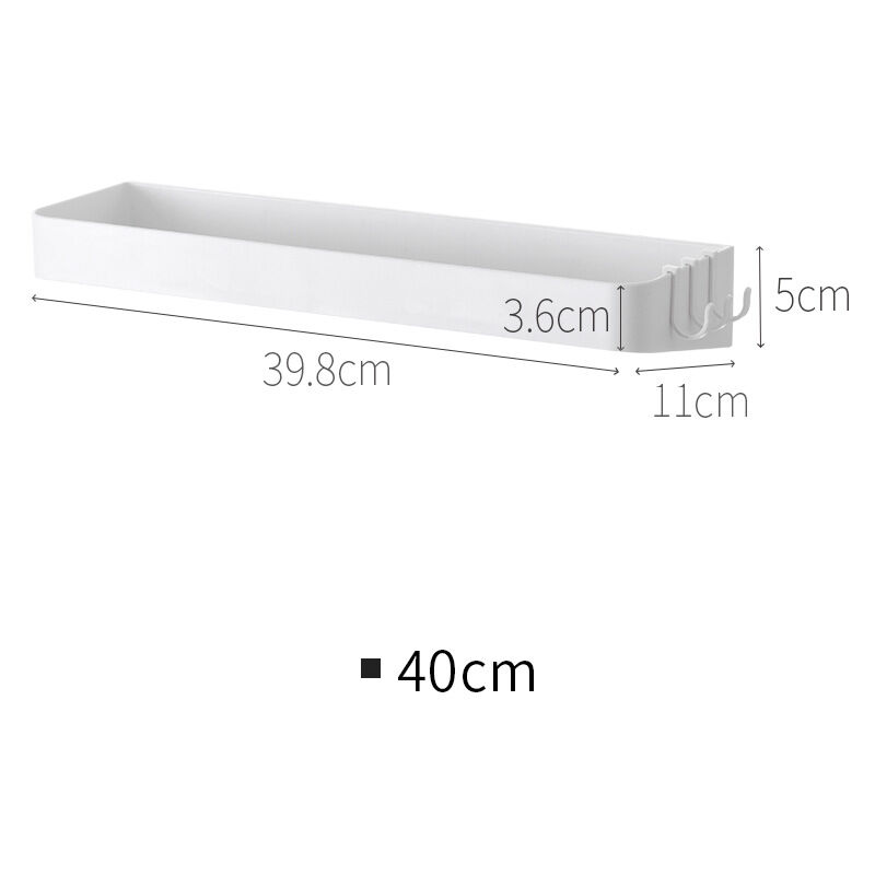 Set of 2 shower shelves, shower shelf without drilling, wall shelf with 6 removable hooks, for bathroom, kitchen, white