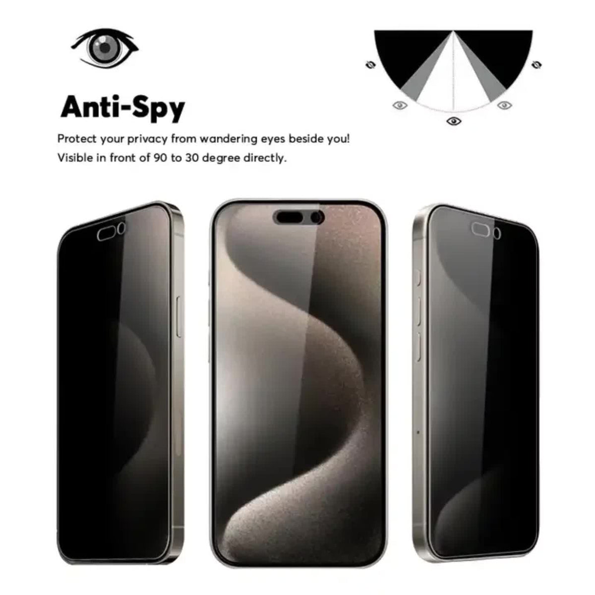 iPhone 16 Pro Max Privacy Tempered Glass Screen Protector 3-Pack