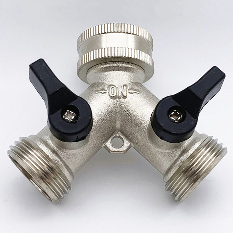 2-way Brass Hose Splitter with Quick Connect for 3/4\"