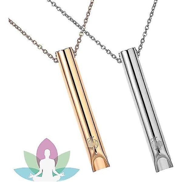 2pcs Breathing Necklace, Anxiety Necklace for Women, Stress Relief Mindful Breathing Necklace Stainless Steel for Meditation Relaxation Silver gold Silver gold