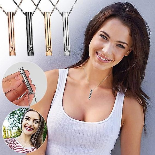 2pcs Breathing Necklace, Anxiety Necklace for Women, Stress Relief Mindful Breathing Necklace Stainless Steel for Meditation Relaxation Silver gold Silver gold