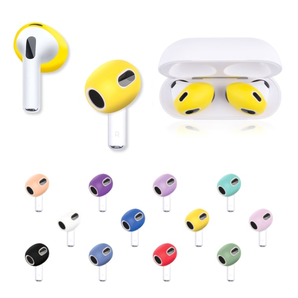 3 sets of earplugs for Airpods Pods 3 silicone ear caps Bluetooth compatible headphones Earplugs Ear cushions Ultra-thin anti-slip Blue red yellow Blue red yellow
