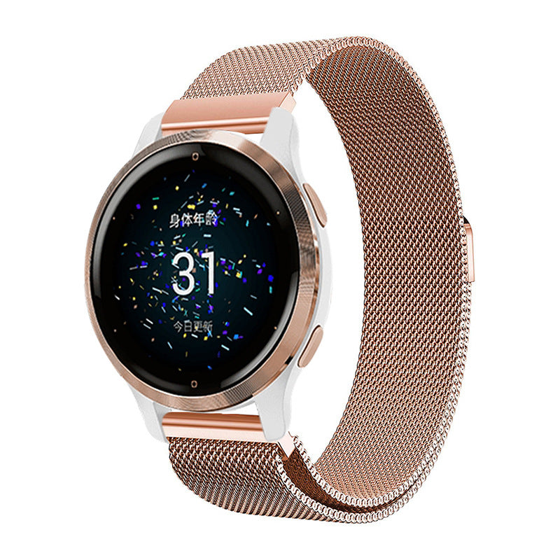 Garmin Venu 2 2S SQ Compatible Stainless Steel Gold Milanese Magnetic Bracelet