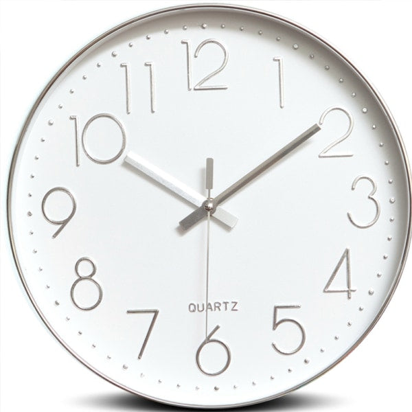 Minimalist Wall Clock (Silver), 30 cm (12 inches) Modern Silent Wall Clock, Silent Quartz Movement