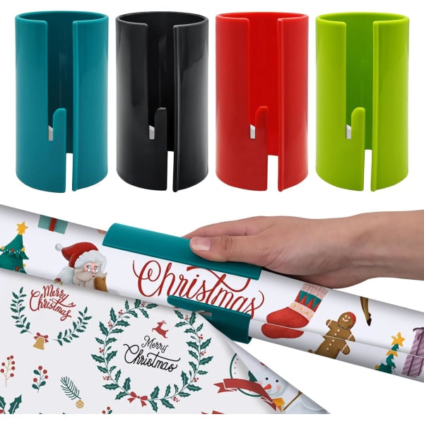 4-pack Sliding Wrapping Paper Cutters - Portable Gift Wrapping Paper Roll Cutter for Christmas and Birthday Wrapping