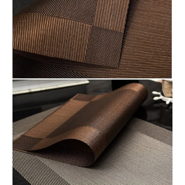 PVC Non-Slip PVC Placemats Set Heat Resistant Placemats Dining Table Kitchen Mat (Set of 4) Gold