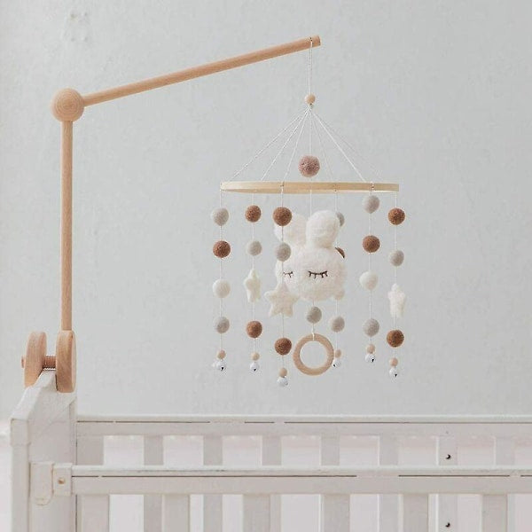 White Rabbit Wind Chime Crib Mobile with Felt Balls Nursery Decor