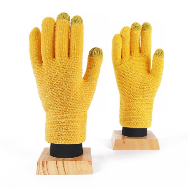 Touchscreen Gloves Women Warm Knitted Gloves 2 Pairs Bright Yellow