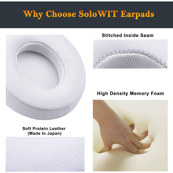 Compatible with Beats Solo 2 Solo 3 Replacement Ear Pads White CDQ