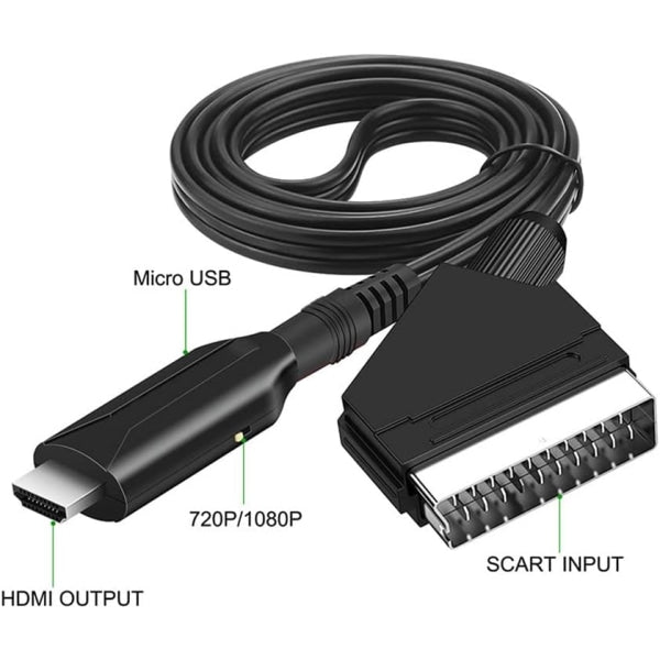 Scart to HDMI Converter, All-in-One SCART to HDMI Adapter, 1080P