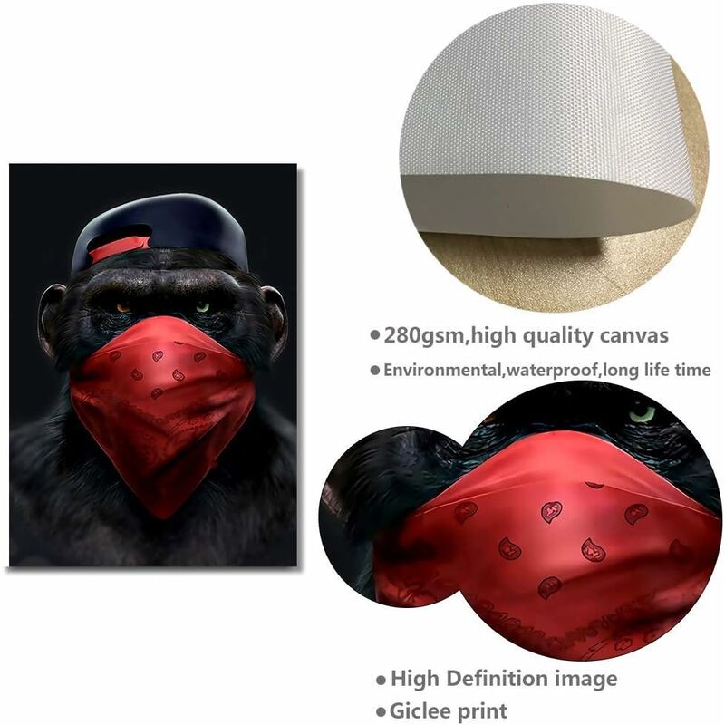 Wise Monkeys Wall Art on Canvas - Modern Home Decor - 30 x 50 cm, 3 Pieces