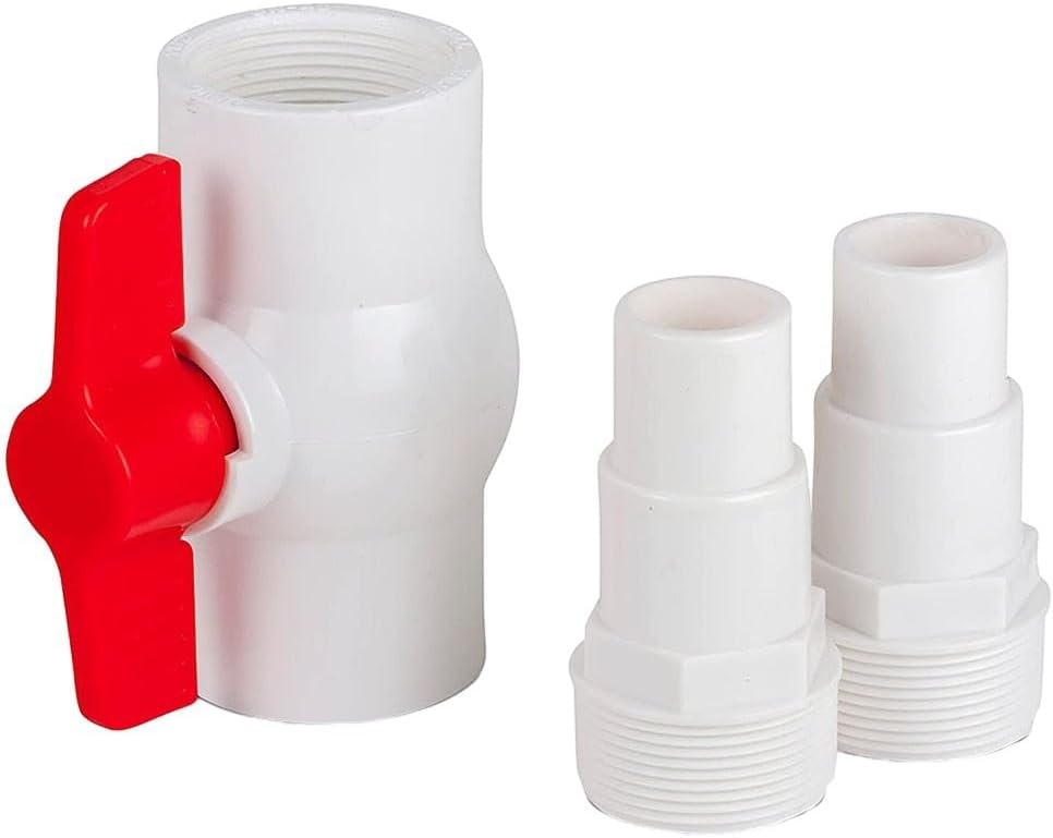 AR512 On/Off Valve Adapter for 38mm and 32mm Hose Diameter, Ball Valve with T-Handle, Pool Water Shut-Off Adapter