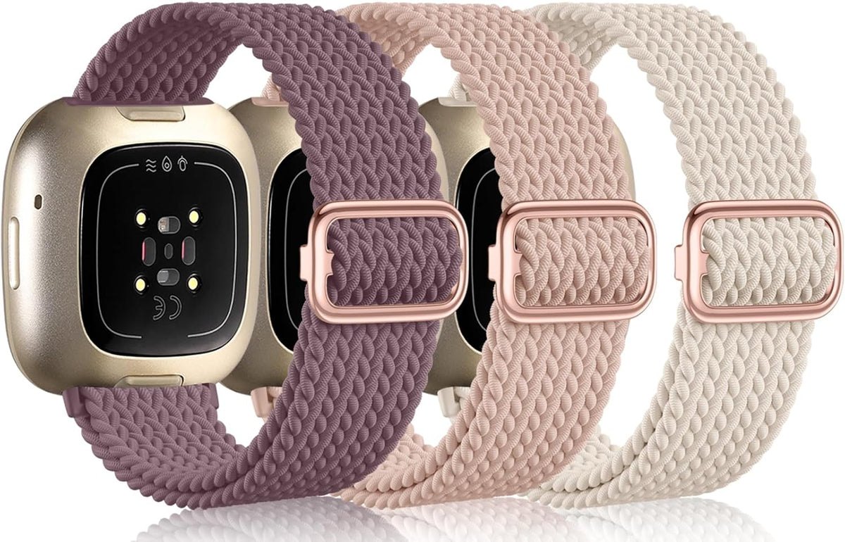 Fitbit Versa Strap Compatible with Sense Sense 2 Elastic Braided Nylon Sport Band