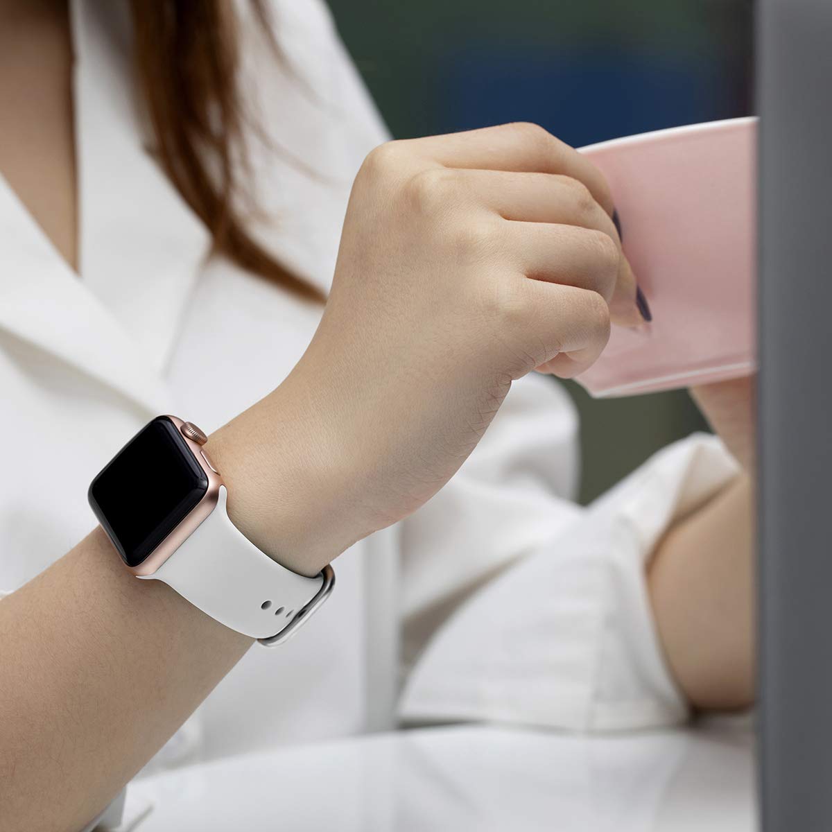 3-pack straps compatible with Apple Watch bracelet iWatch Series 8 7 6 5 4 3 Ultra SE(2/1), 42mm/44mm/45mm-S, Black/White/Gray