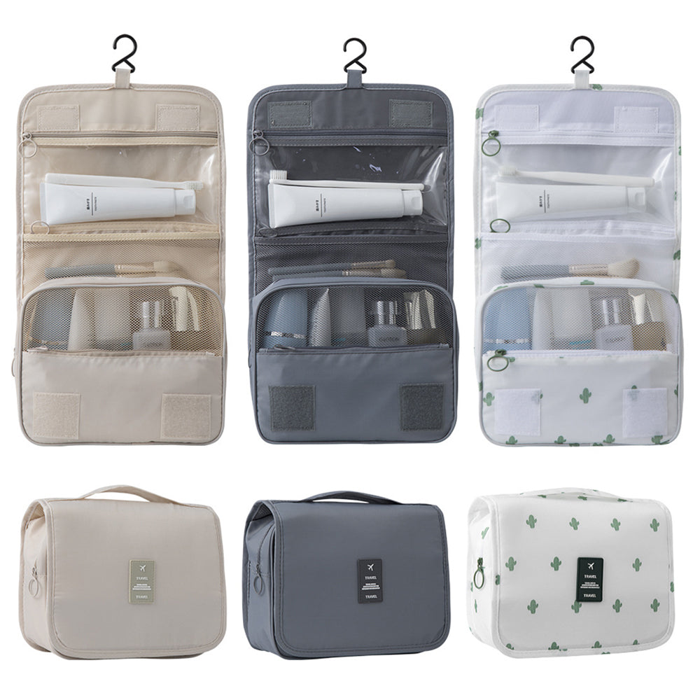 Travel Toiletry Bag for Women with Hook Beige Hanging Toiletry Bag