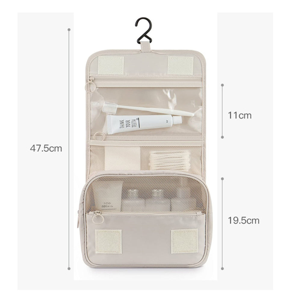Travel Toiletry Bag for Women with Hook Beige Hanging Toiletry Bag
