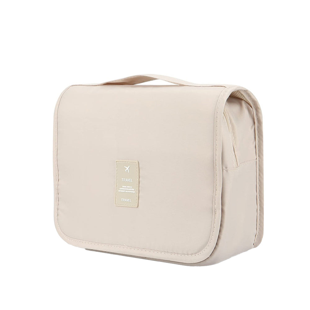 Travel Toiletry Bag for Women with Hook Beige Hanging Toiletry Bag