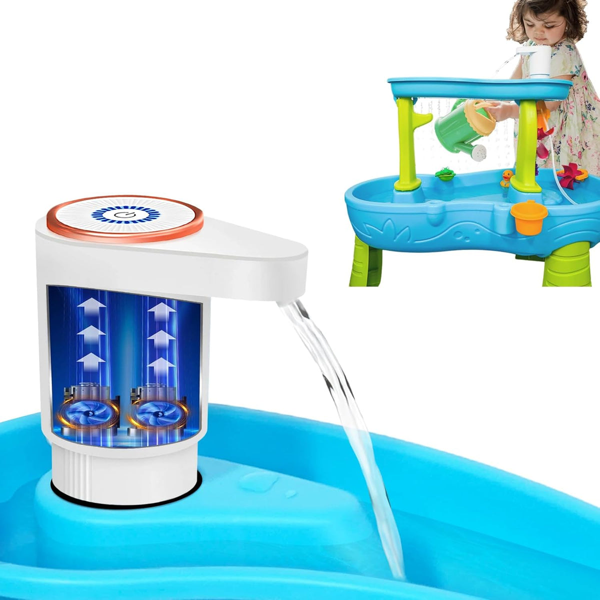 Water Table Pump,Water Pump for Water Table 4 Hours Lasting time Battery Powered Pump for Kids Sand Water Play Table