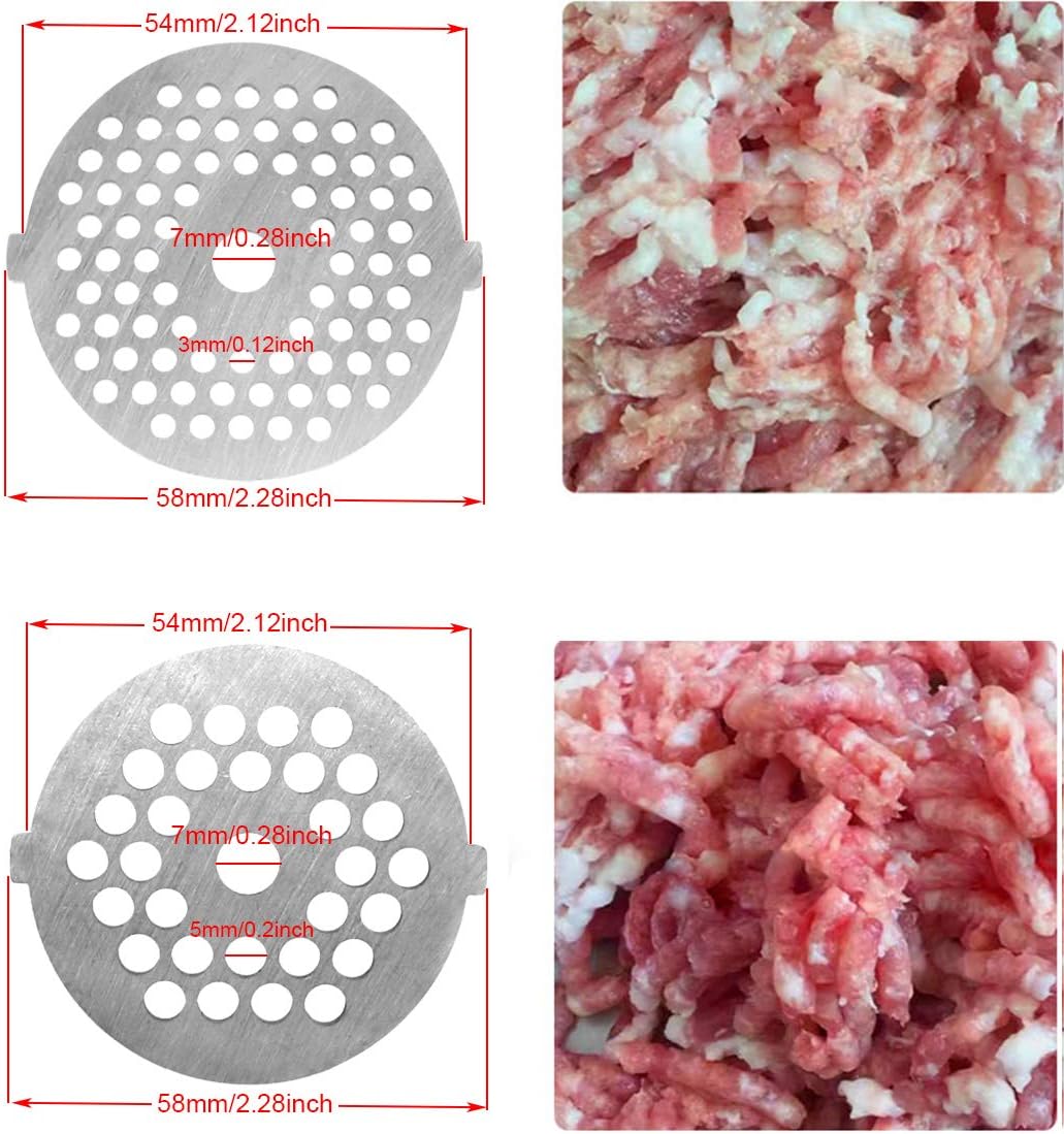 7 Piece Stainless Steel Meat Grinder Plates & Blades for Food Chopper & Meat Grinder