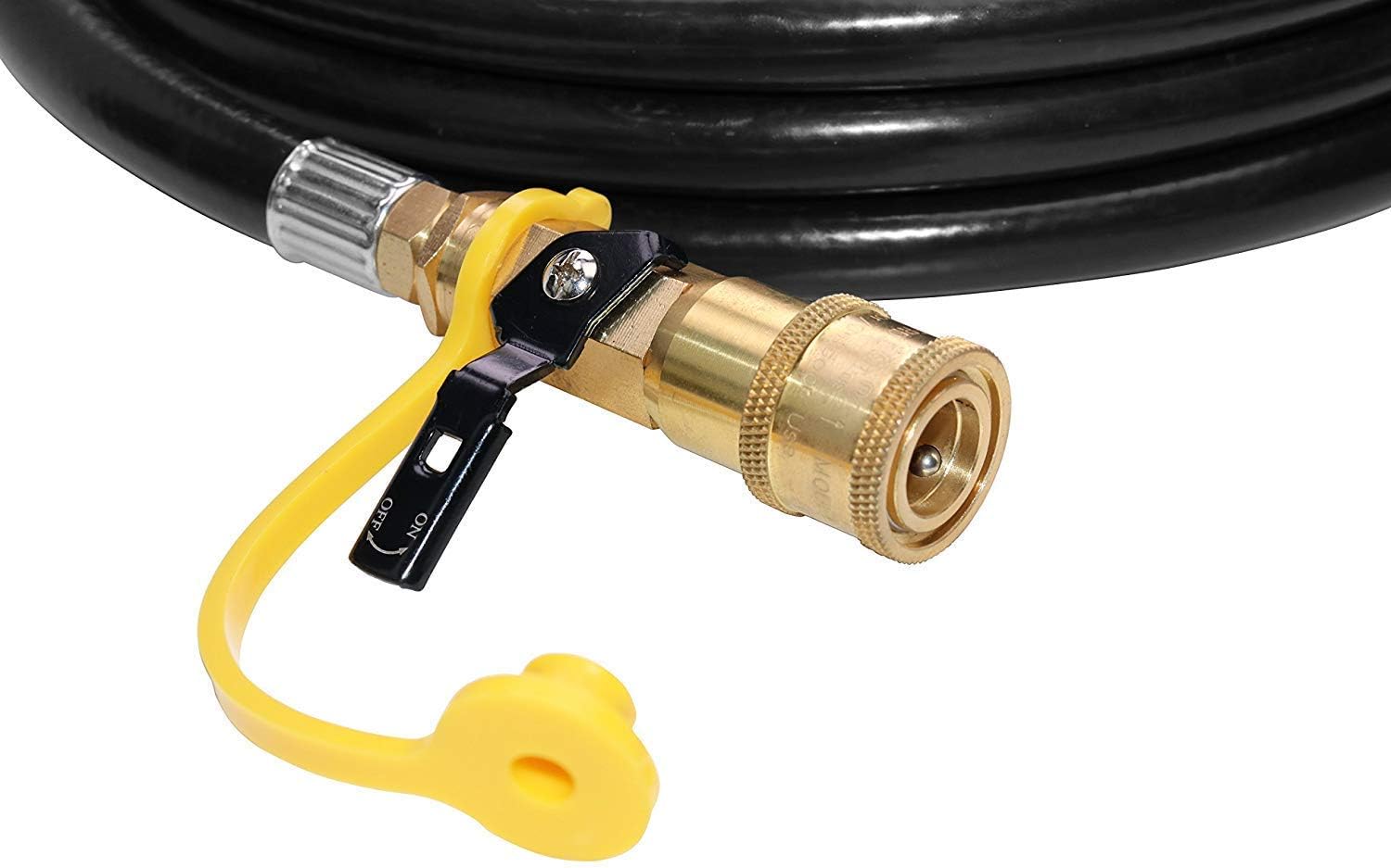 12 FT RV Propane Quick Connect Hose, RV Quick Connect Propane Hose, Quick Disconnect Propane Hose Extension - 1/4 Inch Safety Shutoff Valve & Male Full Flow Plug for LP Gas Low Pressure System