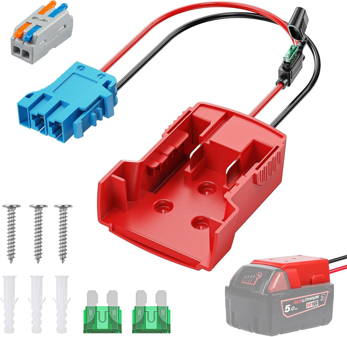 Power Wheel Adapter for Milwaukee M18 Battery, Peg-Perego Milwaukee Battery Adapter with Original Wire Harness Connector, DC Power Adapter Conversion for Peg-Perego Children's Riding Toys