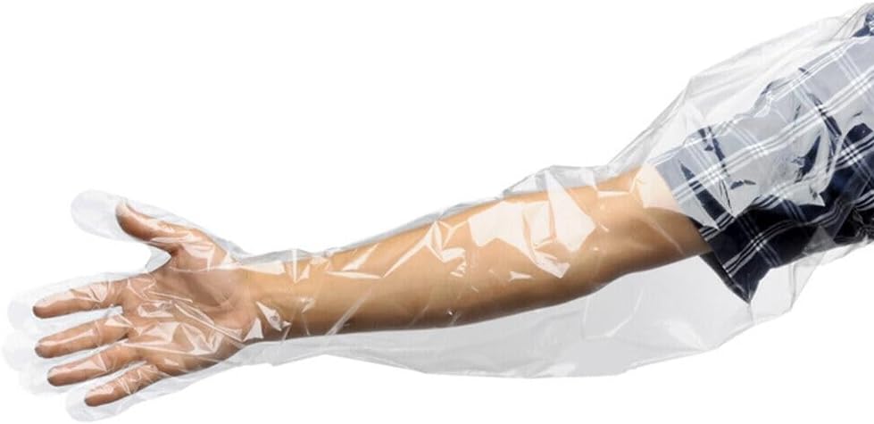 50pcs Disposable Long Plastic Gloves, Veterinary Insemination Gloves, Full Arm Long Sleeve Gloves, Field Dressing Gloves.