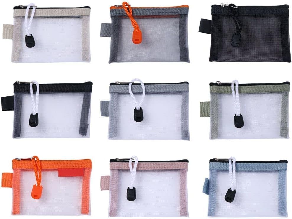 Green Small Zipper Pouch Mini Mesh Zipper Coin Purse Nylon Mesh Card Storage Bags Small Portable Cosmetic Case Mesh Storage Bags Cosmetic Bags for Women Travel