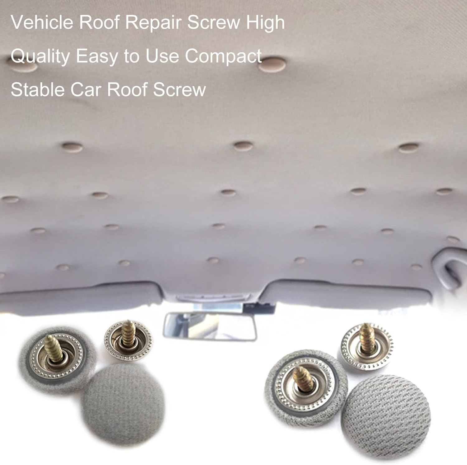 20Pcs Car Roof Repair Screw, Automotive Clips Auto Roof Snap Pins Retainer Practical Easy to Use Nylon Stable Car Roof Headliner Repair Kit Smooth Side