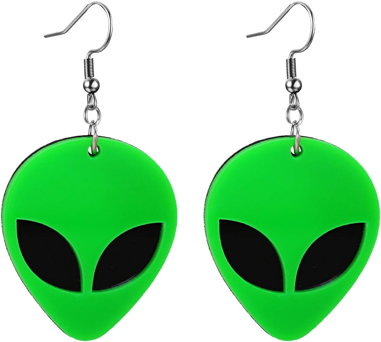 Acrylic Alien Earrings for Women Cute Funny Cartoon Green Space Head Resin Dangle Drop Statement Earrings
