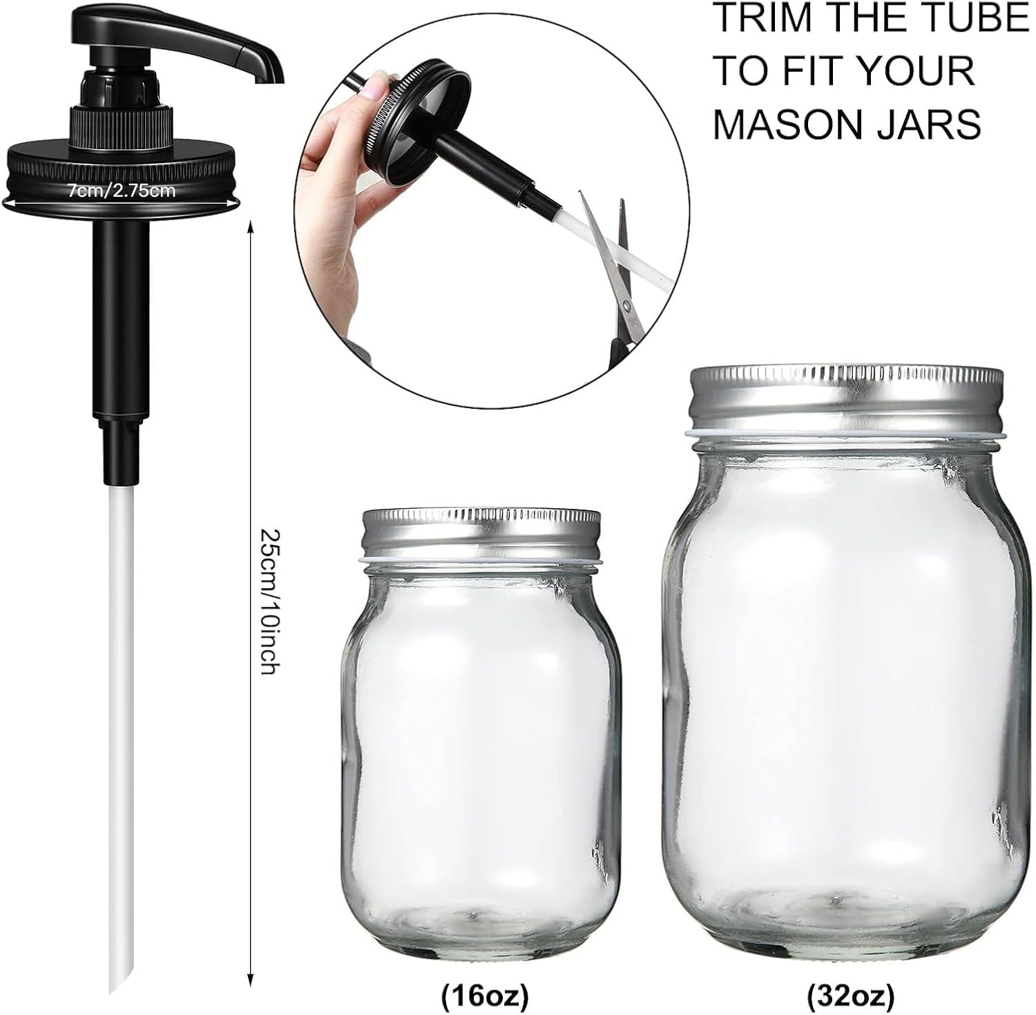 4 Pack Mason Canning Jar Syrup Dispenser Coffee Syrup Dispenser Pump Lids Set with Labels and Pen Honey Pump for 16 oz Regular Mouth Mason Canning Jars
