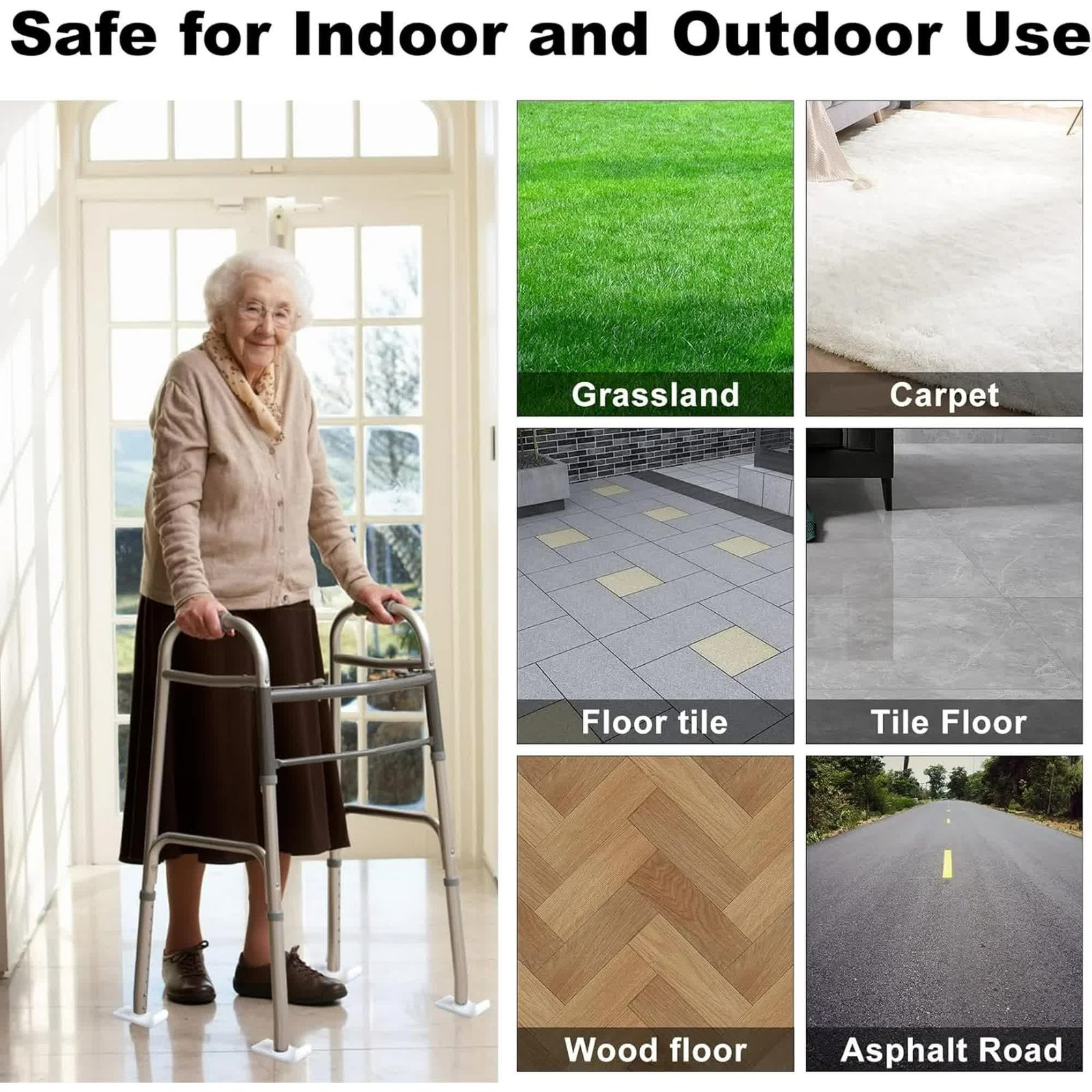 Walker Ski Glides, Universal Fit Walker Glides Mobility Accessory for Seniors, Walker Accessories for Safety and Stability, White, 4 Pack