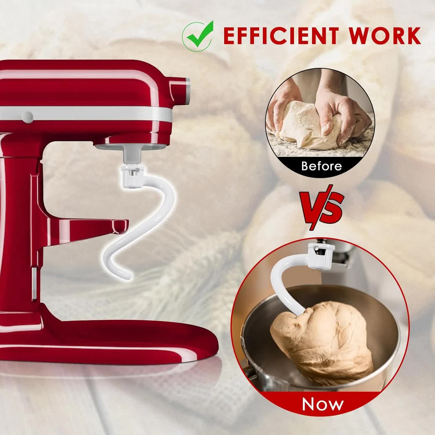 Spiral Dough Hook for KitchenAid 5Plus & 6QT Bowl-Lift Stand Mixers, Bread Hook Attachment for Kitchen aid Accessories and Attachments