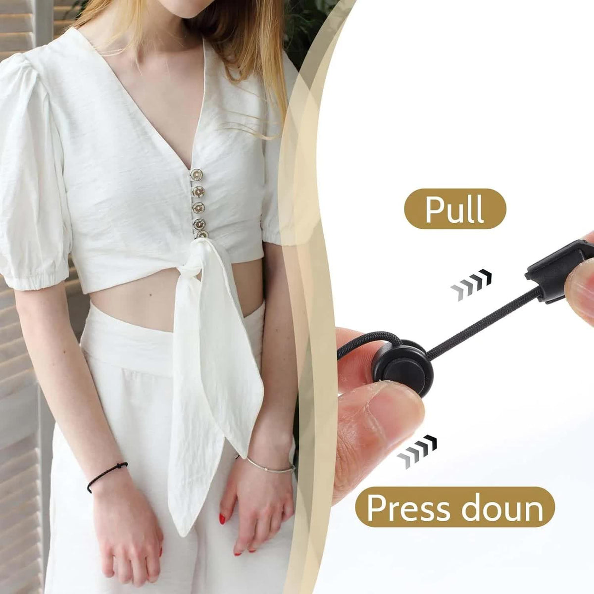 2 Pcs Tuck Band Adjustable Crop Band, Tuck Band Tool for Women Waist Shirts Sweater, Elastic Band Transform The Way You Style Your Tops Suitable for Yoga, Fitness and Other Sports (Black+White)