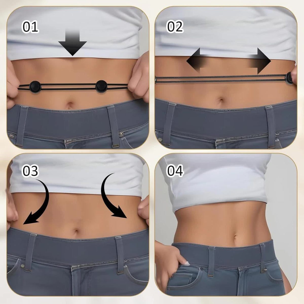 2 Pcs Tuck Band Adjustable Crop Band, Tuck Band Tool for Women Waist Shirts Sweater, Elastic Band Transform The Way You Style Your Tops Suitable for Yoga, Fitness and Other Sports (Black+White)