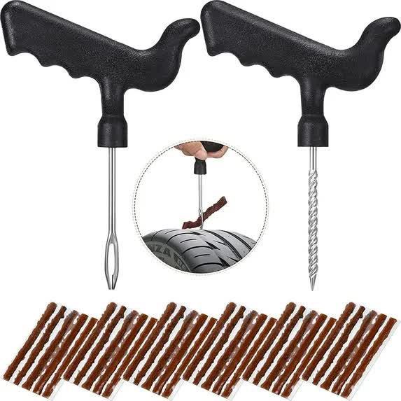 32 Pieces Tire Repair Kit with Plug Tire Plug Kit Tire Plug Repair Kit T Handle Tire Repair Tools to Fix Punctures and Plug Flats for Truck, Rv, SUV, ATV, Motorcycle, Car, Tractor, Trailer