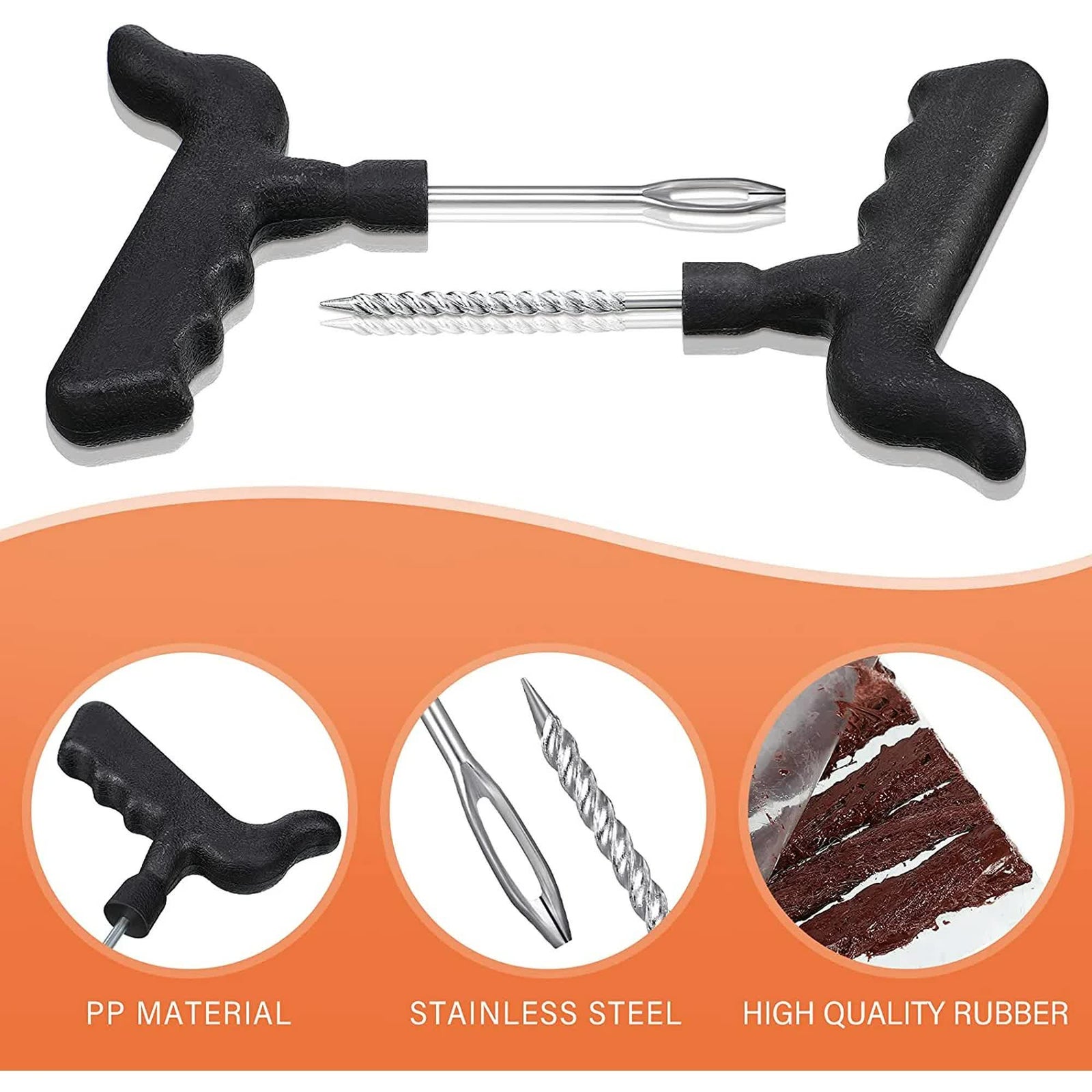 32 Pieces Tire Repair Kit with Plug Tire Plug Kit Tire Plug Repair Kit T Handle Tire Repair Tools to Fix Punctures and Plug Flats for Truck, Rv, SUV, ATV, Motorcycle, Car, Tractor, Trailer